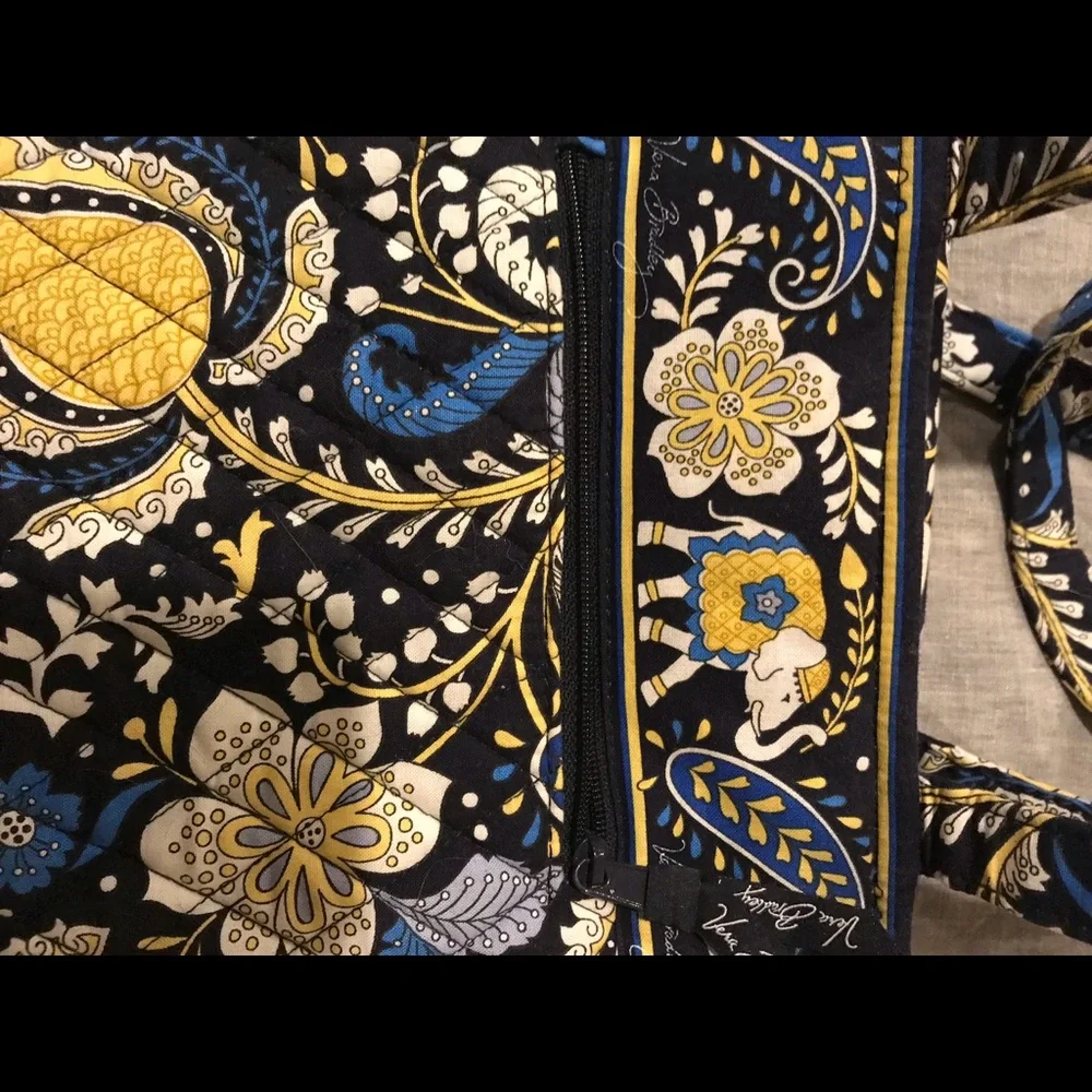 Vera Bradley Black Blue Yellow Paisley Quilted Laptop Bag